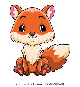 Cute baby fox is sitting