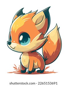 Cute baby fox in vector