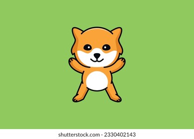 cute baby fox vector template logo design