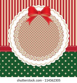 Cute baby frame design with red bow for xmas card