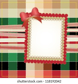 Cute baby frame design with red ribbon. Can be used for christmas card, greeting card, invitation, postcard.