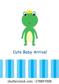 cute baby frog arrival greeting card
