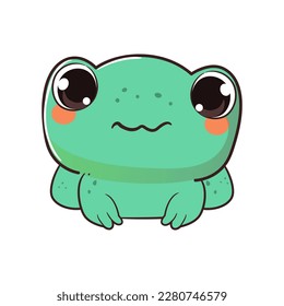 Cute baby frog in cartoon style. Vector illustration.
