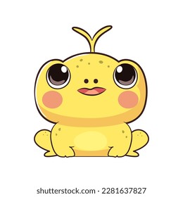 Cute baby frog in cartoon style. Vector illustration.