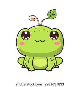 Cute baby frog in cartoon style. Vector illustration.