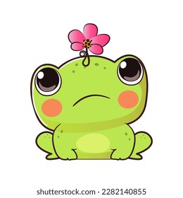 Cute baby frog in cartoon style. Vector illustration.