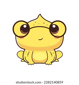 Cute baby frog in cartoon style. Vector illustration.