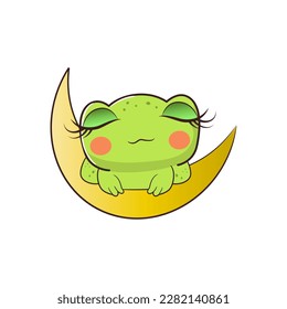 Cute baby frog in cartoon style. Vector illustration.