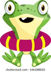 Cute Baby Frog Wearing Life Buoy Stock Vector (Royalty Free) 1461088025