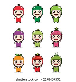 Cute Baby Fruit Themed Vector Illustration Stock Vector (Royalty Free ...