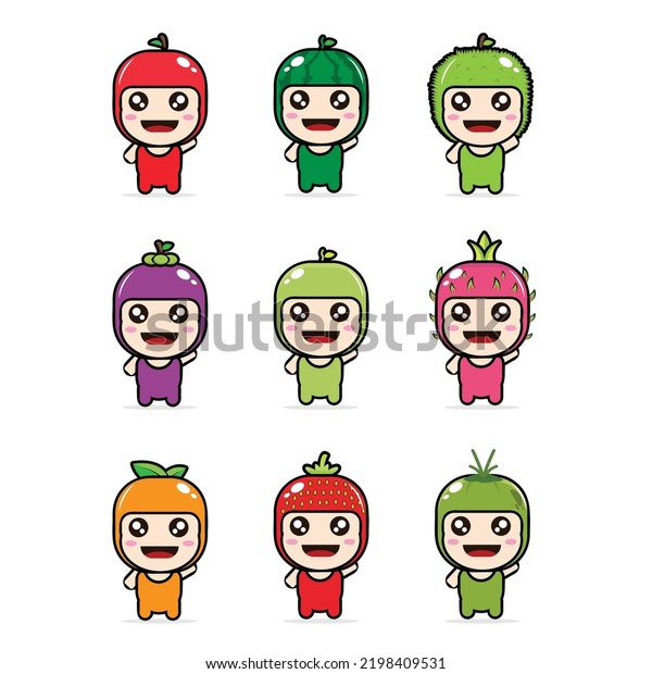 Cute Baby Fruit Themed Vector Illustration Stock Vector (Royalty Free ...