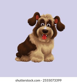 cute baby and funny dog vector illustration