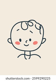 cute baby in a funny doodle style, light lines