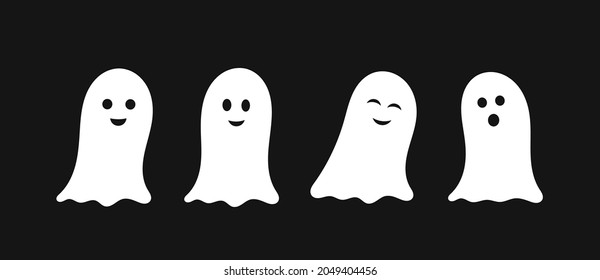 Cute baby ghosts Halloween party. Vector illustration.