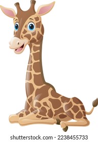 Cute baby giraffe cartoon sitting