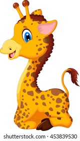 cute baby giraffe cartoon sitting for you design