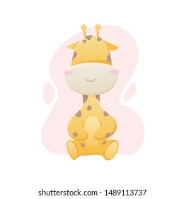 Cute baby giraffe. childish vector design illustration like a watercolor. funny animal cat character for children with pastel color