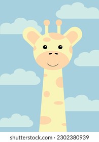 cute baby giraffe flat design for card, template