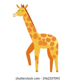 Cute baby giraffe. Giraffe on a white background. Vector clipart.