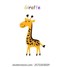 Cute Baby Giraffe Vector Illustration, children book illustration. zoo