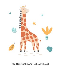 cute baby giraffe vector print