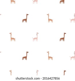 Cute baby giraffe vector small scale seamless pattern. Hand drawn nursery decor fabric animal print.