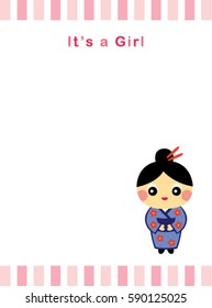 cute baby girl arrival annoucement card