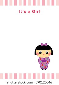 cute baby girl arrival annoucement card