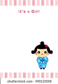 cute baby girl arrival annoucement card