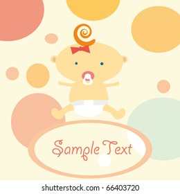 Cute baby girl arrival announcement card