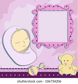 Cute baby girl arrival card