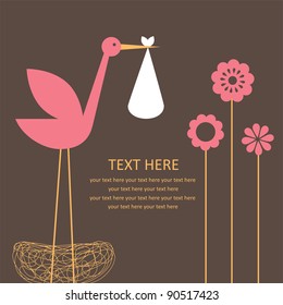 cute baby girl arrival card. vector illustration