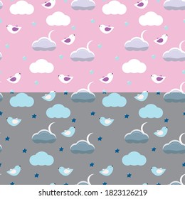 Cute baby girl or baby boy pattern for any kind of surfaces. Good night.