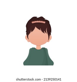 A cute baby girl is depicted waist deep. Cartoon style. Vector.