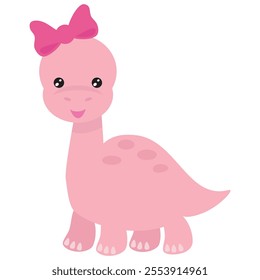 Cute  baby girl dinosaur vector cartoon illustration