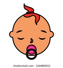 cute baby girl face with pacifier