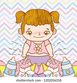 cute baby girl with funny toys