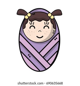 cute baby girl with hairstyle in the blanket