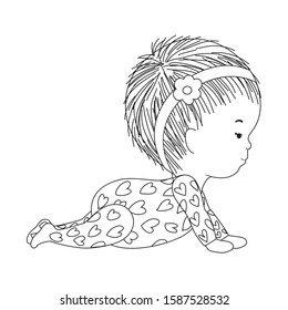 Cute baby girl with pajamas design, Child newborn childhood kid innocence and little theme Vector illustration