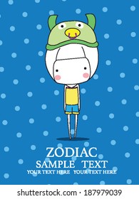 Cute Baby Girl Set zodiac - symbols of chinese horoscope