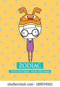 Cute Baby Girl Set zodiac - symbols of chinese horoscope