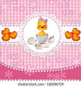 Cute baby girl shower invitation