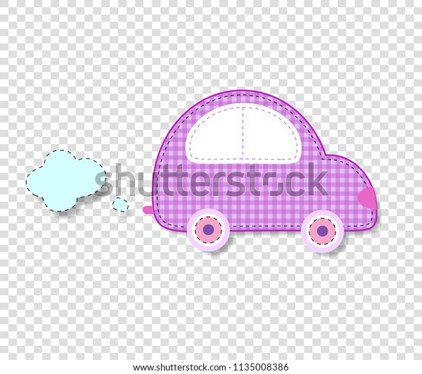 Cute baby girl vector clip art element for\
scrapbook or baby shower greeting card and kids design. Cut out\
fabric or paper checkered pink  retro car sticker or icon isolated\
on transparent\
background.