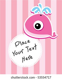 cute baby girl whale greeting card