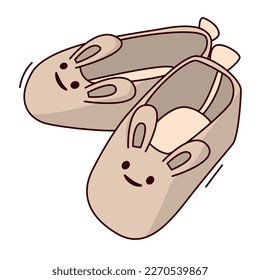 Cute baby girls shoes with bunny ears. Vector funny isolated doodle illustration.