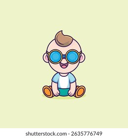 Bebê bonito com óculos vetor