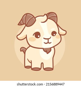 Cute baby goat animal mascot cartoon illustration