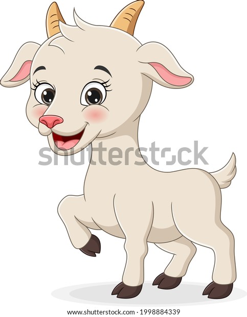 Cute Baby Goat Cartoon On White Stock Vector (Royalty Free) 1998884339 ...