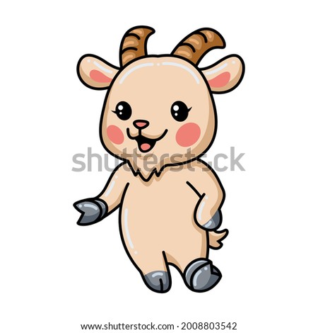 Cute baby goat cartoon presenting
