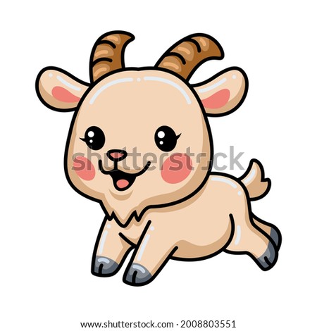 Cute baby goat cartoon running